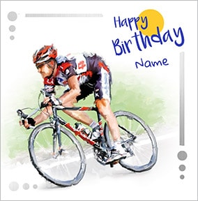 Cyclist Personalised Birthday Card