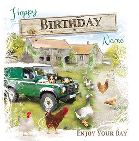 Farm Yard Personalised Birthday Card