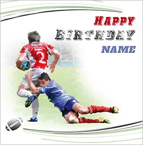 Rugby Players Personalised Birthday Card