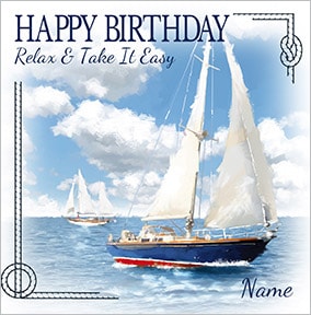 Sail Boat Persoanlised Birthday Card