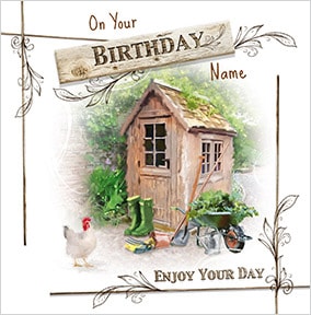 Garden Shed Personalised Birthday Card