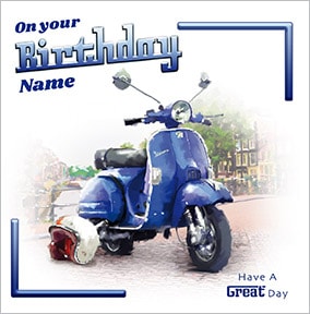 Vespa Personalised Birthday Card