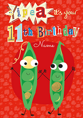 Yipea 11th Birthday Personalised Card