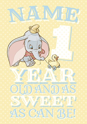 Dumbo Age 1 Birthday Card