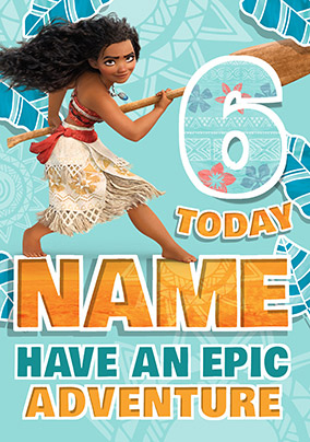 Moana Age 6 Birthday Girl Card