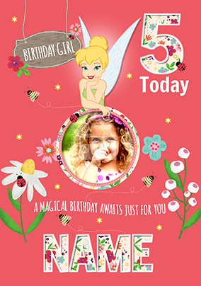 Tinker Bell Photo Birthday Card Age 5