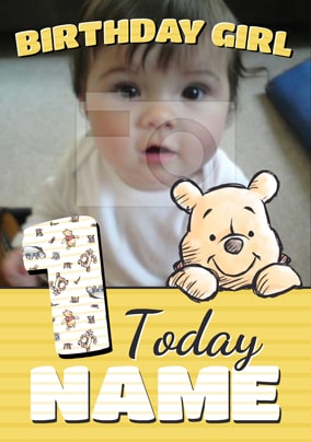 Age 1 Winnie the Pooh Photo Birthday Card