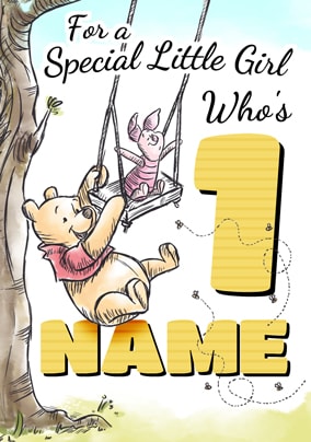 Winnie the Pooh First Birthday Card