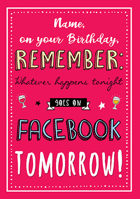 Facebook Tomorrow Personalised Birthday Card