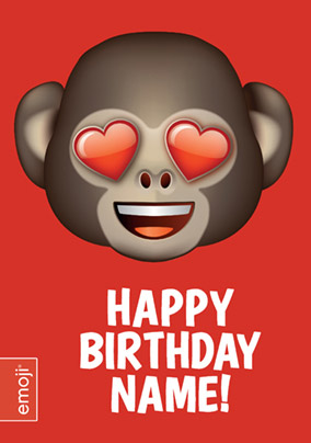 Emoji - Birthday Card Monkey with Heart Eyes