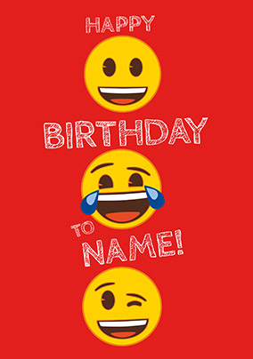 Happy Birthday Emoji Personalised Card