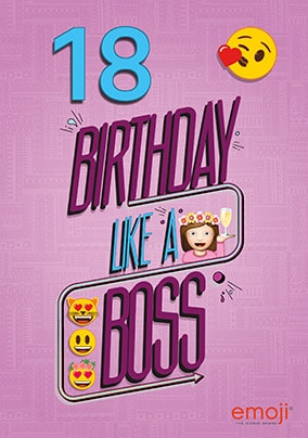 Emoji - 18th Birthday Boss Personalised Card