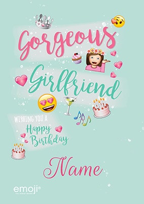 Emoji Gorgeous Girlfriend Personalised Card