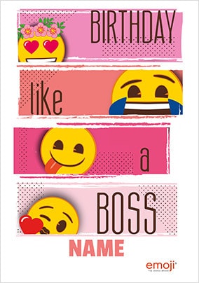 Emoji Birthday Like A Boss Personalised Card