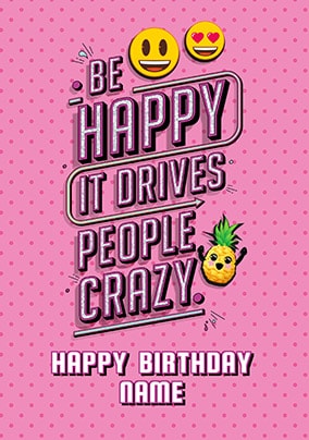 Emoji - Be Happy Personalised Card