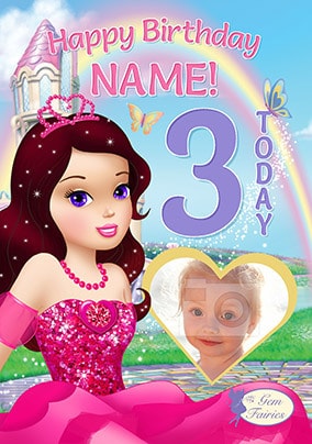 Gem Fairies 3rd Birthday Photo Card