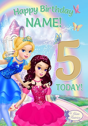 Gem Fairies 5th Birthday Personalised Card