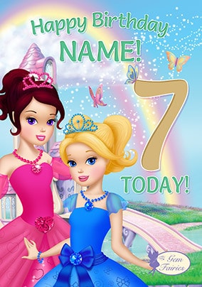 Gem Fairies 7th Birthday Personalised Card