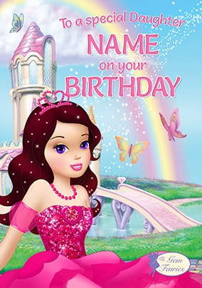 Gem Fairies Daughter Personalised Birthday Card