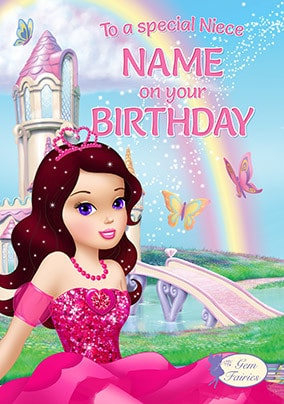Gem Fairies Niece Personalised Birthday Card