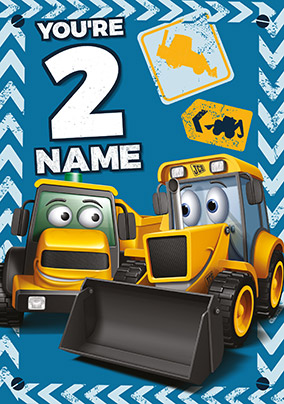 Joey JCB and Doug Dumptruck Birthday Card - Age 2