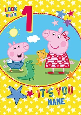 Peppa Pig - Look Who's 1 Personalised Card