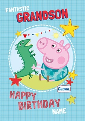 Peppa Pig - Grandson Personalised Birthday Card