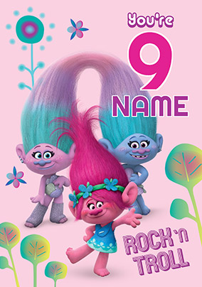 Trolls You're 9 Birthday Card