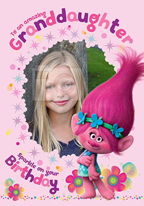 Trolls Granddaughter Photo Upload Birthday Card