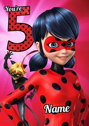 Miraculous Ladybug - You're 5 Personalised Card