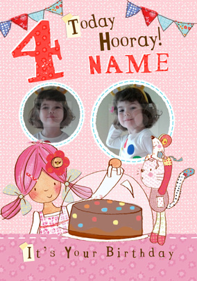 Emily Button - 4 Today Multi Photo Birthday Card