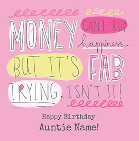 Auntie, Can't Buy Happiness Personalised Card