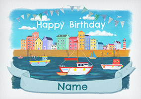Boats Personalised Birthday Card