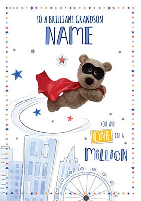 Barley Bear Grandson Birthday Card