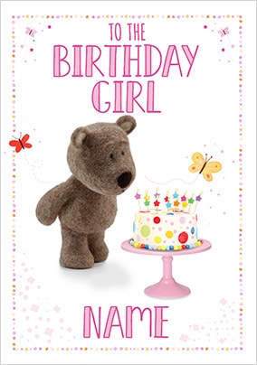 Barley Bear Birthday Girl Personalised Card