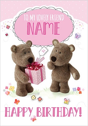 Barley Bear Lovely Friend Personalised Card