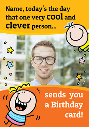 Cool Clever Person Photo Upload Birthday Card