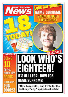 18th Birthday Photo Upload National News Birthday Card