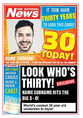 30th Birthday Photo Upload National News Birthday Card