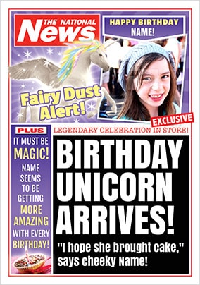 Birthday Unicorn Photo Upload National News Birthday Card