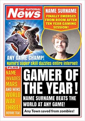 Gamer Of The Year Photo Upload National News Birthday Card