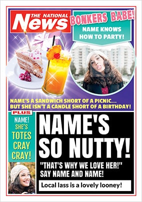 So Nutty Photo Upload National News Birthday Card