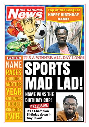Sports Mad Lad Photo Upload National News Birthday Card