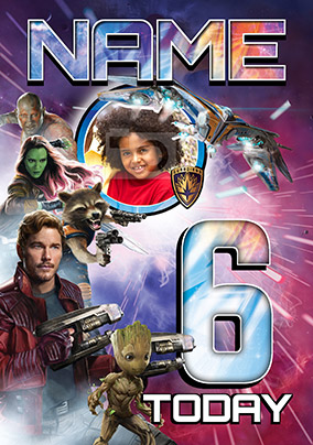 GOTG 2 Age 6 Photo Birthday Card