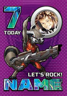 Rocket Raccoon Age 7 Birthday Photo Card