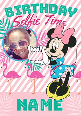 Minnie Mouse Selfie Photo Birthday Card