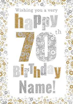 70th Birthday Card Bubbles - Milestone Birthday