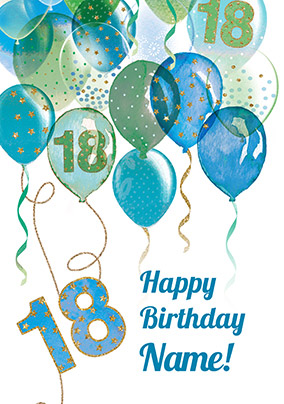 18th Birthday Card Blue Balloons - Milestone Birthday