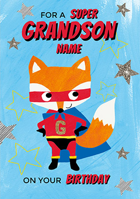 Grandson Super Fox Birthday Card