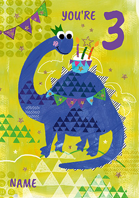 3 Today Dinosaur Birthday Card